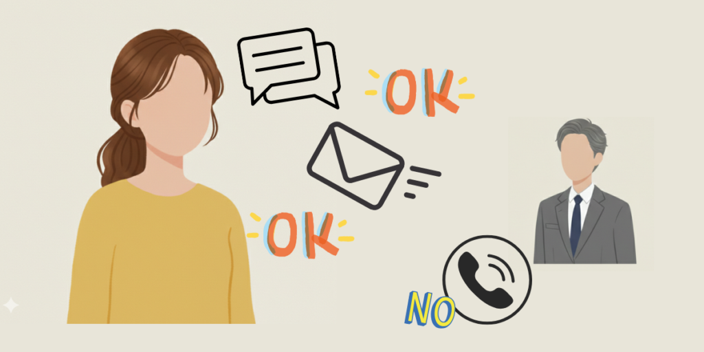 転職エージェントからの連絡を取捨選択し、電話は断りメールやメッセージを活用するイメージ